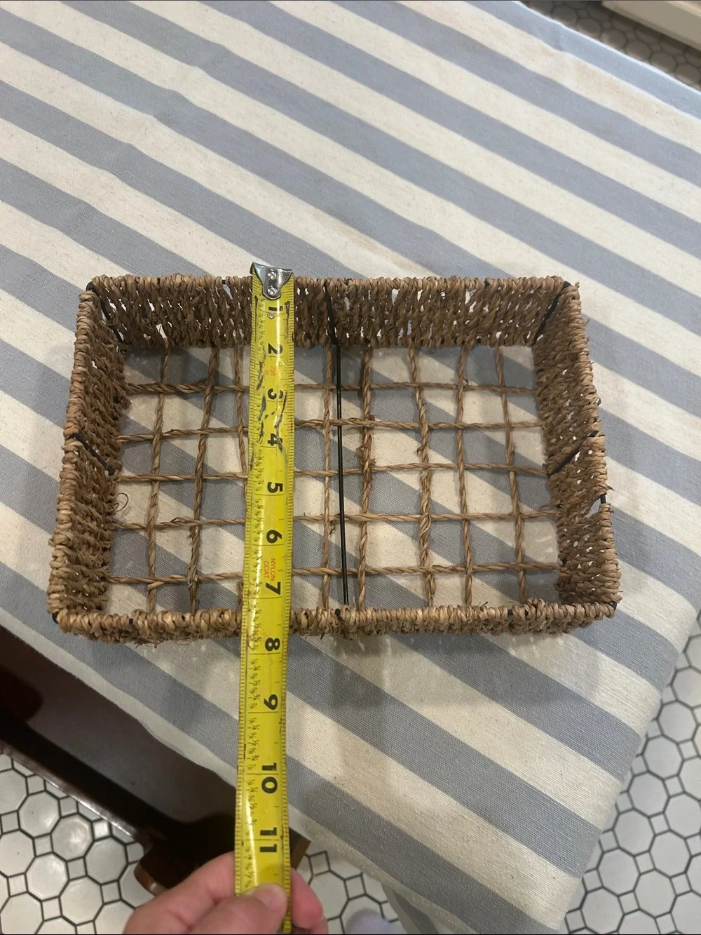 Vintage Natural Seagrass Rectangular Organizer Tray